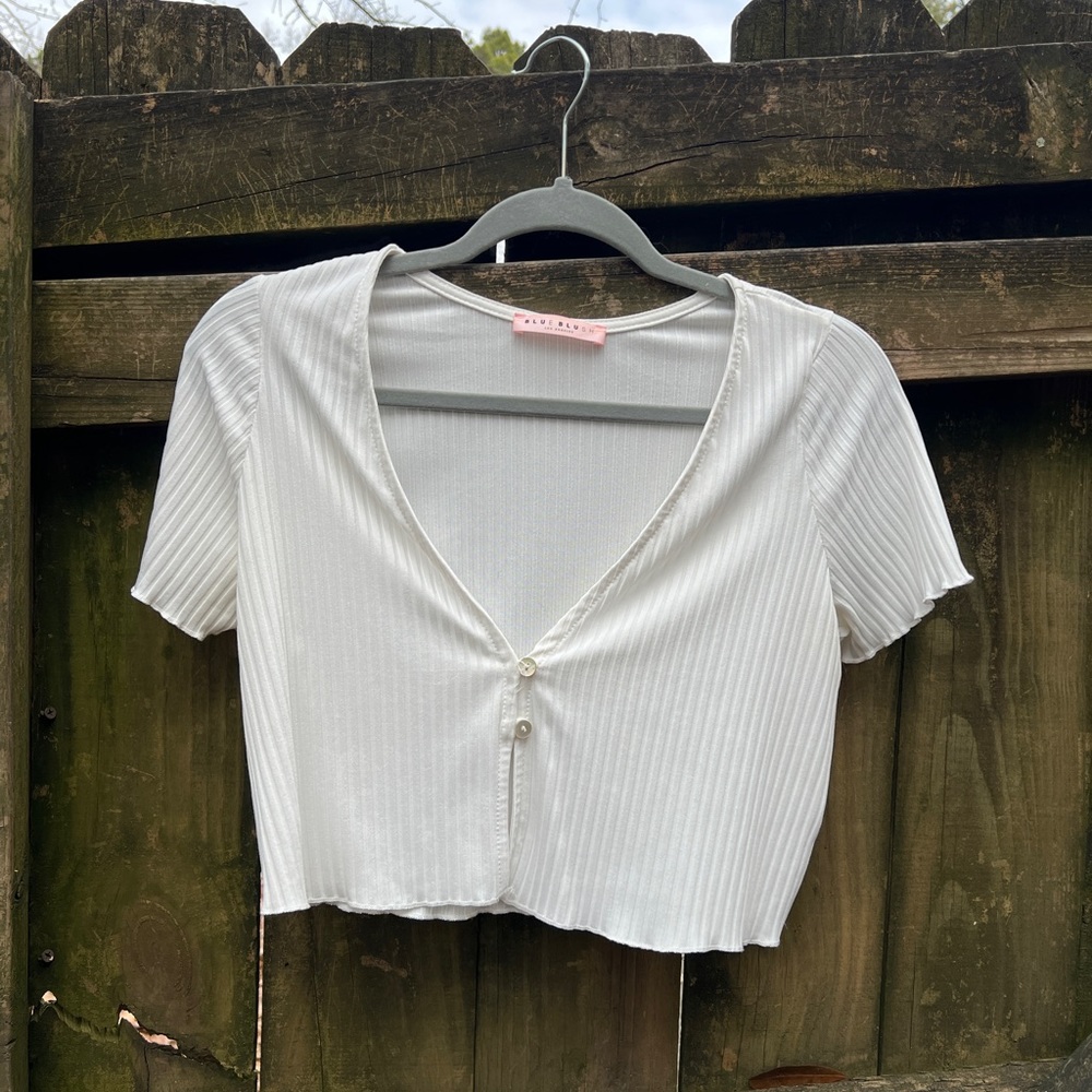 Cropped Button Up White Tee